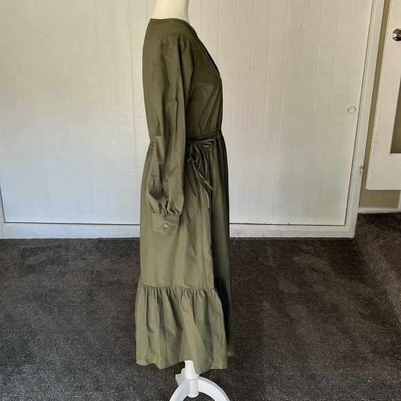 🫒Rails Green Maple Olive Smoke Long Sleeve V Neckline Midi Dress Size small - Picture 5 of 10
